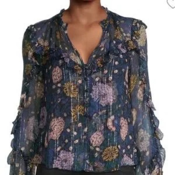 Veronica Beard Abra Floral Sheer Blouse.Size 4 - Picture 3 of 6
